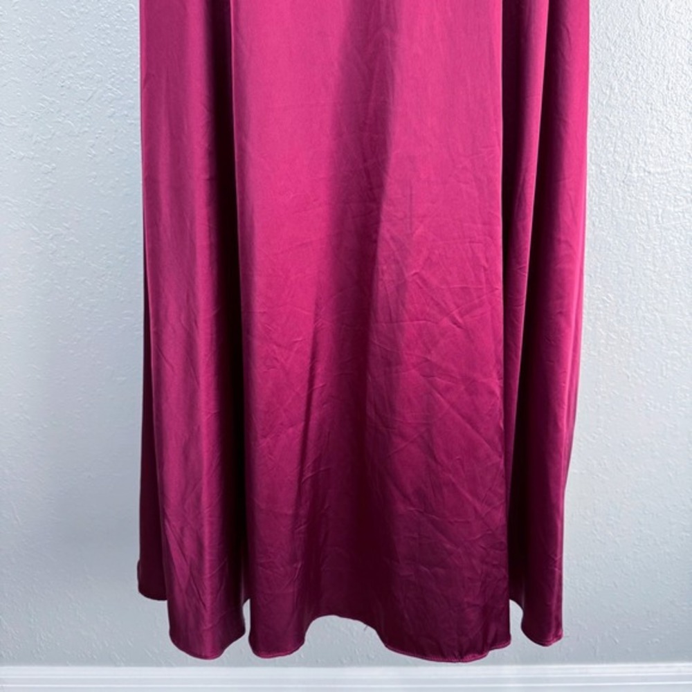 Baltic Born Burgundy Vera Satin Wrap Maxi Dress Short Sleeve burgundy Formal M - Picture 8 of 9
